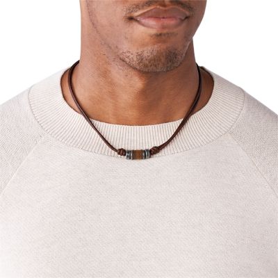 Collana Bronson marrone con perline a forma di rondelle