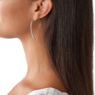 Stainless Steel Bevel Hoop Earrings