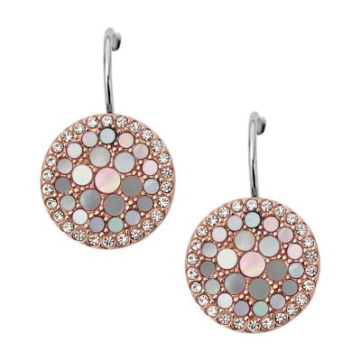 Boucles d’oreilles pendantes disques Mosaic en nacre