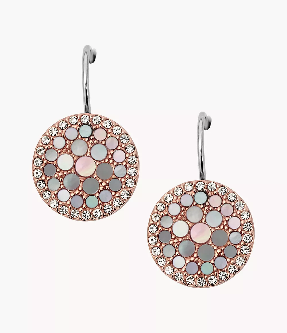 Mosaic Mother-Of-Pearl Disc Drop Earrings Earrings JF01737791
