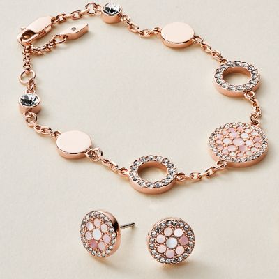 Bracelet FOSSIL Femme en Acier Rose Doré avec Nacre et Oxydes - JF01739791