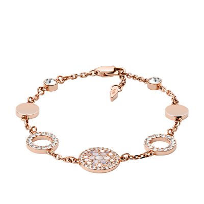 Bracelet femme Fossil JF02983791 Sadie en acier inoxydable doré rose double  rang