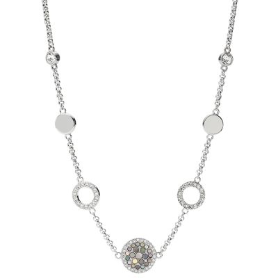 Jewelry: Fossil woman JF03076998 necklace in stainless steel with crystals  Iconic Vintage