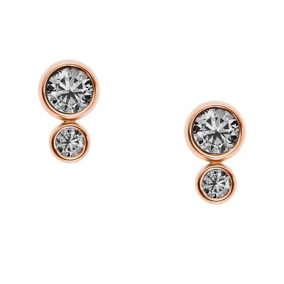 Glitz Rose-Gold Tone Steel Earrings - Fossil