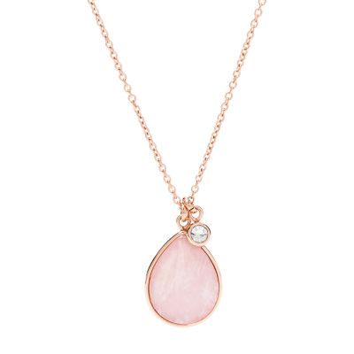 collier fossil femme rose