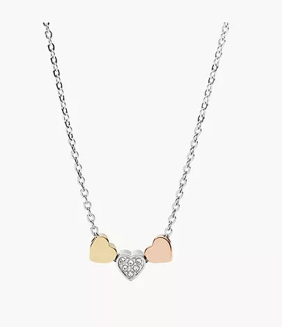 Heart Tri-Tone Steel Necklace - JF02856998 - Fossil