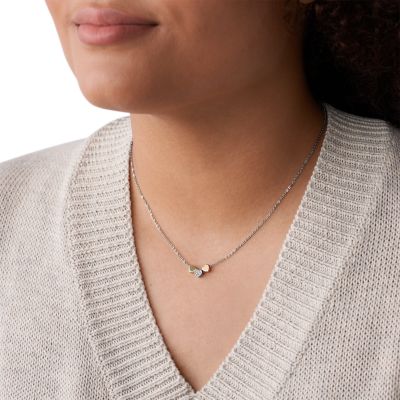 JF02856998 Steel Necklace - Fossil - Heart Tri-Tone