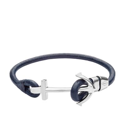 Anchor Blue Leather Wrist Wrap JF02883040 Fossil