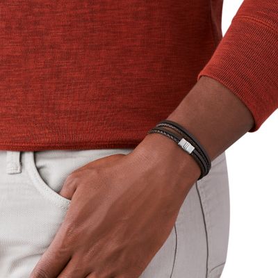Herren Armband Brown Multi-Strand Braided Leather Bracelet