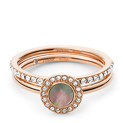 Duo Grey Mother-of-Pearl and Rose Gold-Tone Steel Rings