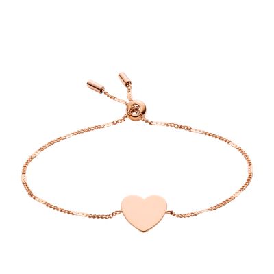 Rose-Gold Plated Charm Bracelet with Classic Heart Design White / Rose Gold