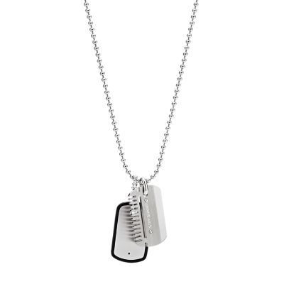 555Jewelry 4mm Chain Mens Stainless Steel Necklace Croc Patterned Mens Dog  Tag Necklace Pendant, Dog Tag Chains for Men, Mens Necklace, 22 Inches,  Silver