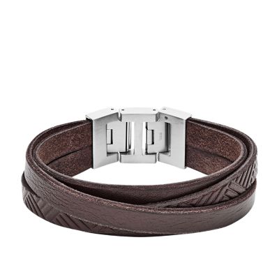 Wrap-around Brown Leather Adjustable Bracelet