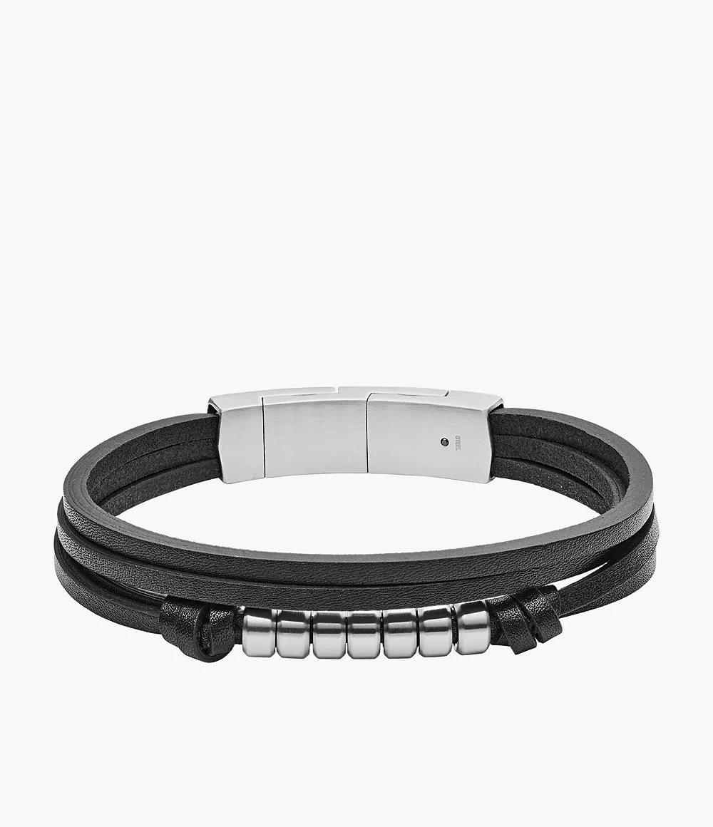 Fossil Herren Herren Armband -Multi-Strand Black Leather Bracelet