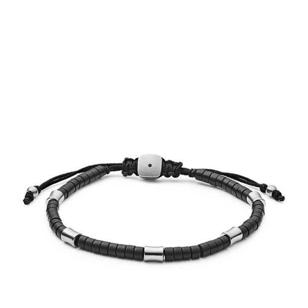 Fossil Unisex Bracelet À Lanière En Agate Noire - One size