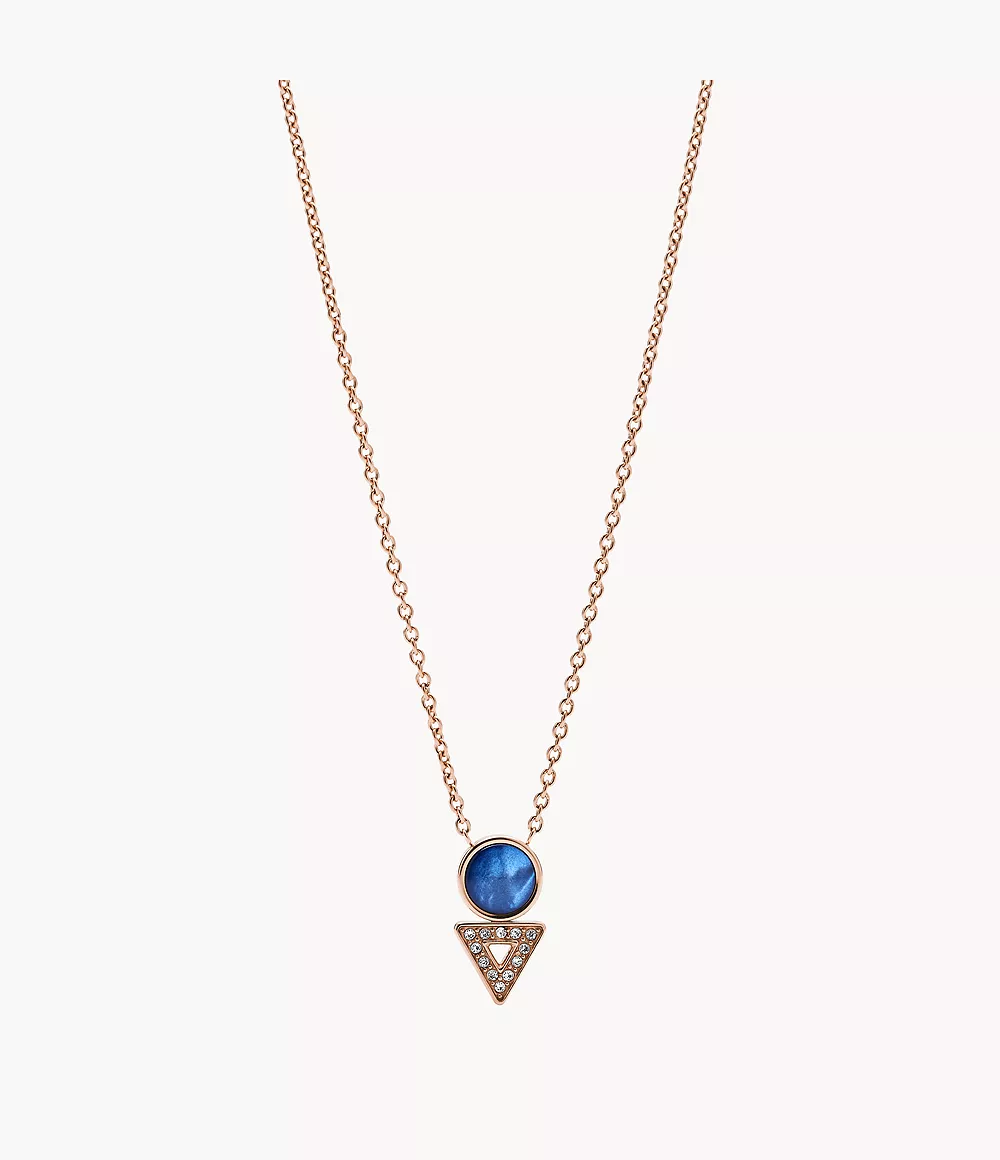 Fossil Damen Damen Halskette Geometric Rose Gold-Tone Stainless Steel Necklace