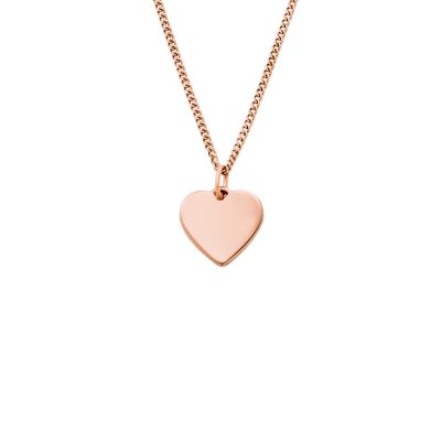 Drew Heart Rose Gold-Tone Stainless Steel Necklace - JF03081791 - Fossil