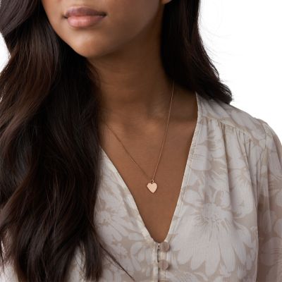 Drew Heart Rose Gold-Tone Stainless Steel Necklace - JF03081791