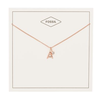 Locket Collection Rose Gold-Tone Stainless Steel Chain Necklace -  JF04429791 - Fossil