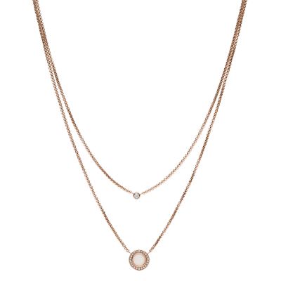 Double Glitz Rose-Gold-Tone Steel Necklace - JF03057791 - Fossil