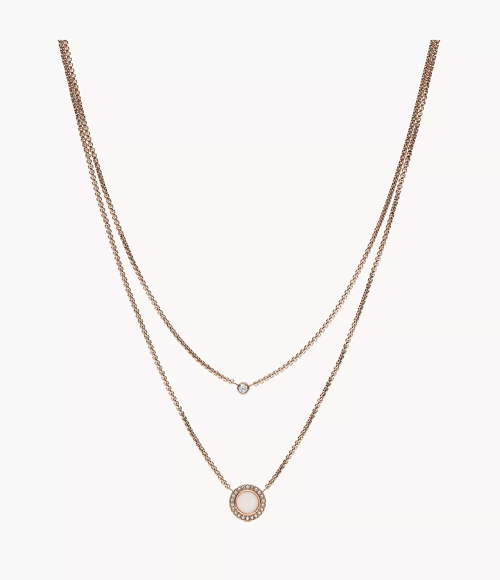 Image of Double Glitz Rose-Gold-Tone Steel Necklace