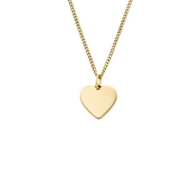 Drew Heart Gold-Tone Stainless Steel Necklace - JF03080710 - Fossil