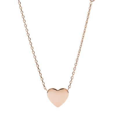Manhattan Dirigir región Lane Heart Rose Gold-Tone Stainless Steel Necklace - JF03081791 - Fossil