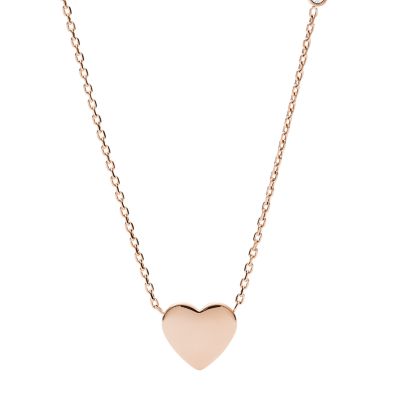 Drew Heart Rose Gold-Tone Stainless Steel Necklace - JF03081791 - Fossil