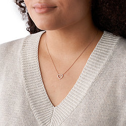 Open Heart Rose Gold-Tone Stainless Steel Necklace
