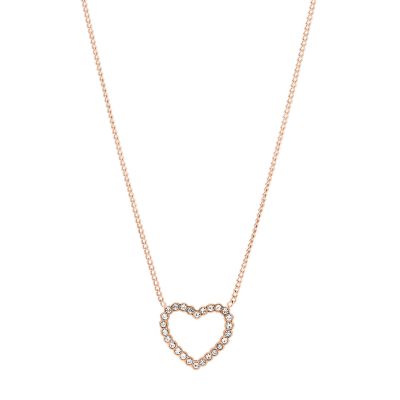 Collana multifilo Sadie in acciaio color oro rosa con cuore piegato -  JF03648791 - Fossil