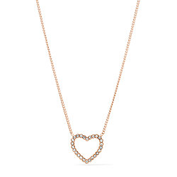 Open Heart Rose Gold-Tone Stainless Steel Necklace