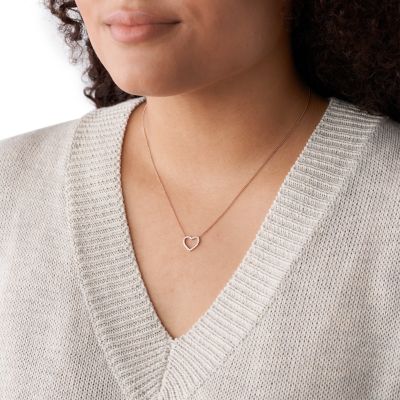 Rose gold open heart necklace sale