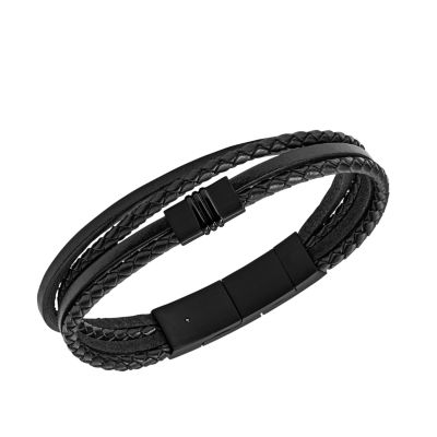 Multi Strand Black Leather Bracelet JF03098001 Fossil