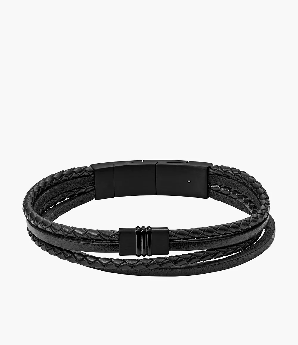 Image of Multi-Strand Black Leather Bracelet