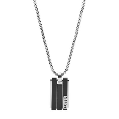 

Fossil Homme Collier géométrique en acier inoxydable noir et argenté