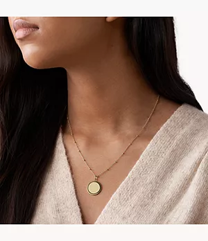 Scalloped Disc Gold-Tone Stainless Steel Necklace