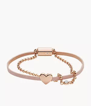 Duo Heart Rose Gold-Tone Stainless Steel Bracelet