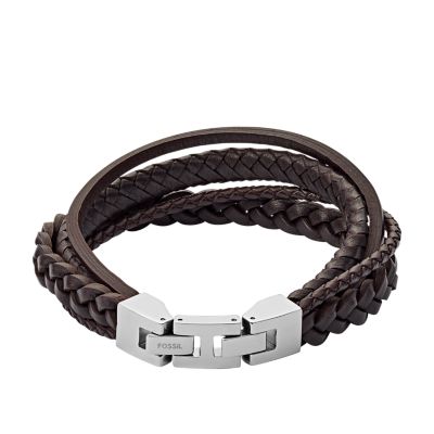 Brown Leather Bracelet, Double Brown Braided Bracelet, Bracelet