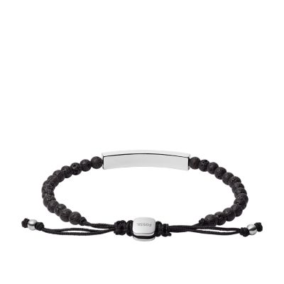 Caravan Black Lava Stainless Steel Chain Bracelet - JF03687040 - Fossil