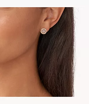 Halo Rose Gold-Tone Stud Earrings
