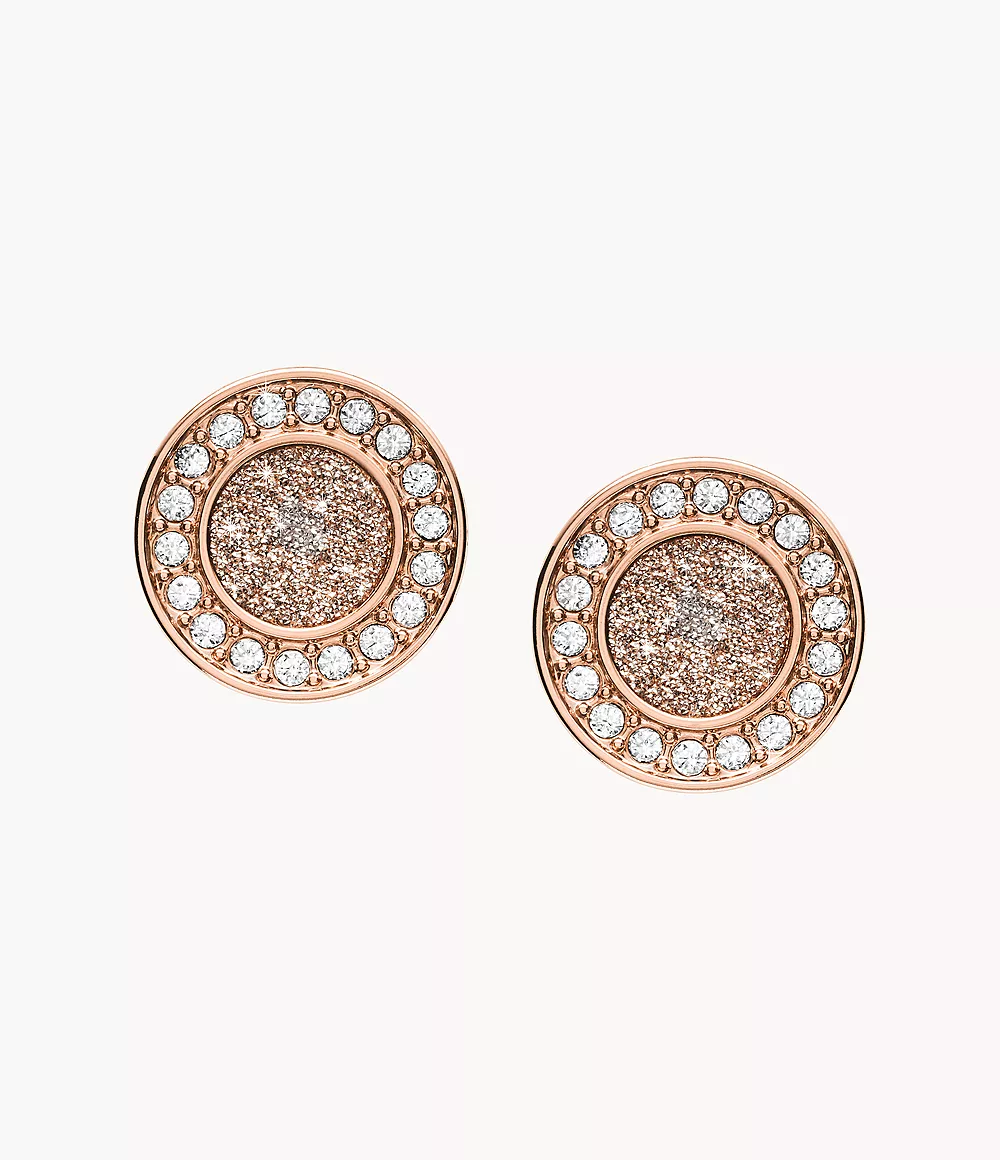 Image of Halo Rose Gold-Tone Stud Earrings