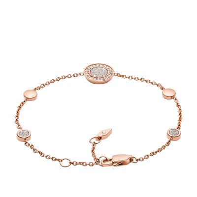 Halo Rose Gold-Tone Station Bracelet