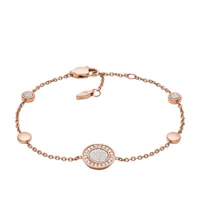 Fossil Bracelet Pour Femmes , 21.6 Cm Bracelet En Acier Inoxydable Or Rose,  JOF00154791 : : Mode