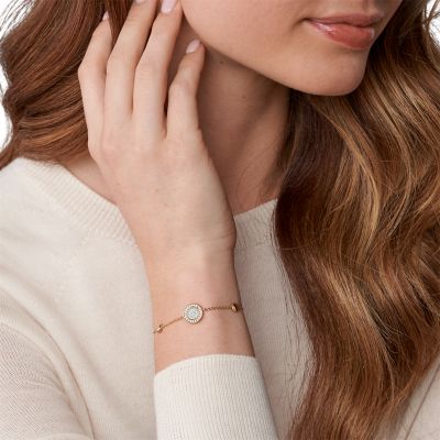 Halo Rose Gold-Tone Station Bracelet