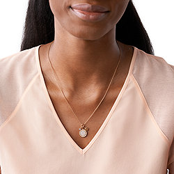 Halo Rose Gold-Tone Steel Pendant Necklace