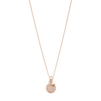 Halo Rose Gold-Tone Steel Pendant Necklace