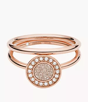 Halo Rose Gold-Tone Steel Stack Ring