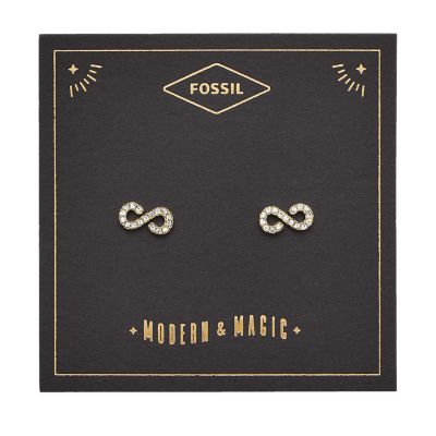 インフィニティ ゴールドトーン スチールスタッドピアス Jf Fossil