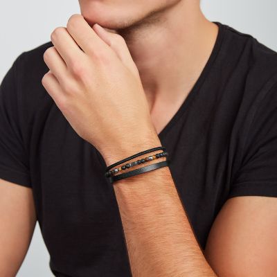 Fossil men's hot sale bracelet leather