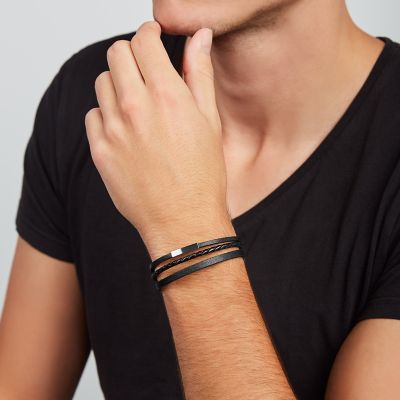 Mens Bracelets Fashion Leather Bracelets for Men Fossil